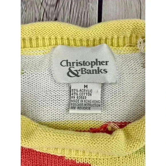 VTG Funky Block Pattern Sweater Top MEDIUM Casual Christopher & Banks Women's - Picture 3 of 8